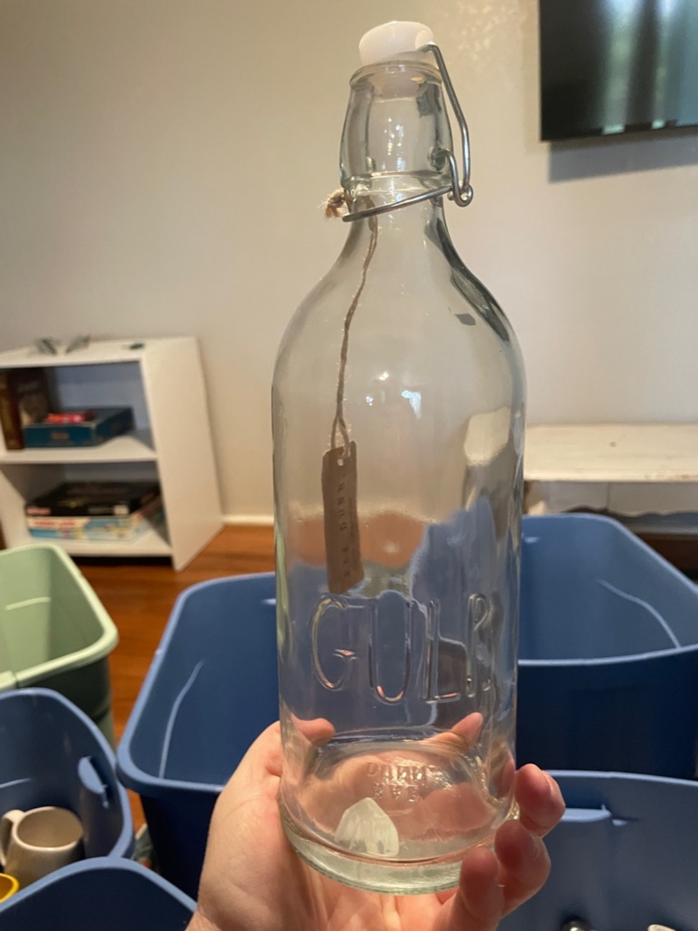 *Clear Glass Bottle with Swing Top GULP Rae Dunn ❤️ NWT